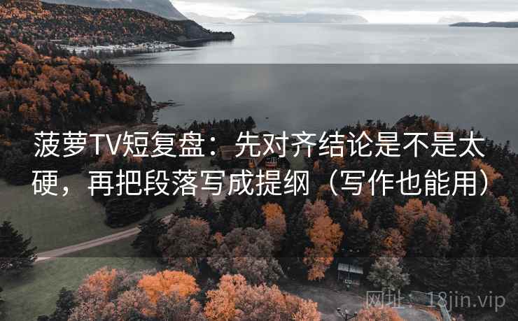 菠萝TV短复盘：先对齐结论是不是太硬，再把段落写成提纲（写作也能用）  第2张