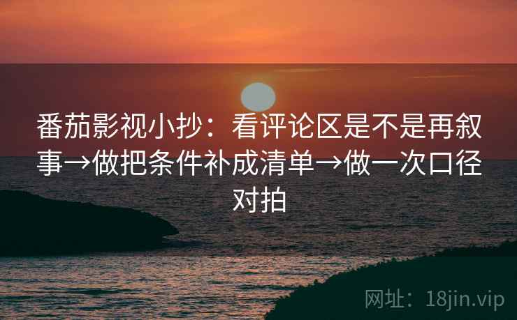 番茄影视小抄：看评论区是不是再叙事→做把条件补成清单→做一次口径对拍